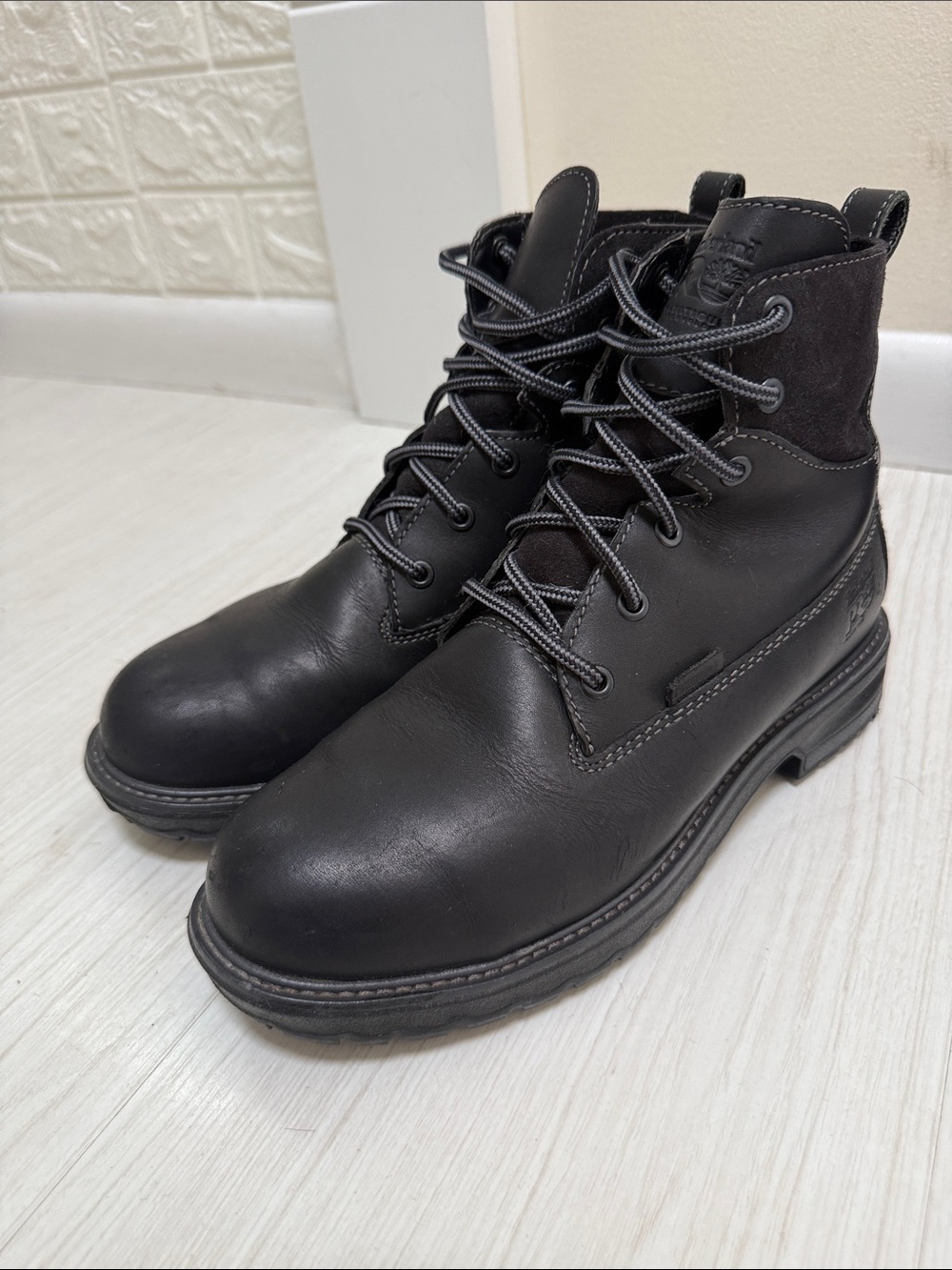 Timberland Pro Black Leather Lace-Up Work Boots